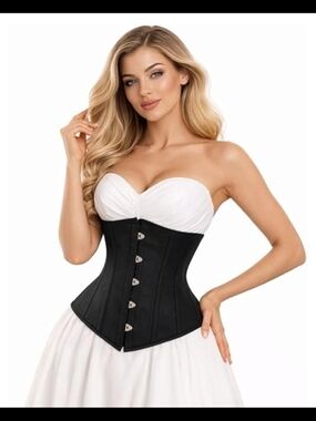 Black Underbust Corset with Steel Boning Waist Trainer for Posture, Back Pain 5x